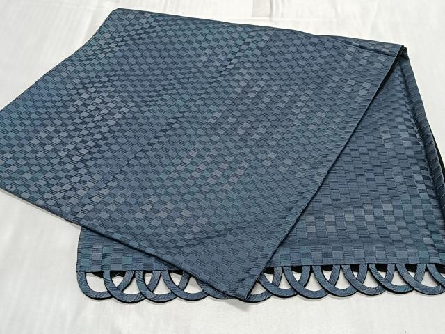 平和屋着物∞道中着 リバーシブル 格子 黒地 ショール付き 反端付き 正絹 逸品 CABD4790ua