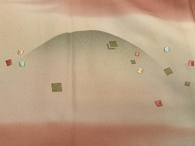 平和屋着物∞道行コート 刺繍 遠山文 暈し染め 金彩 正絹 逸品 CABD4796ua