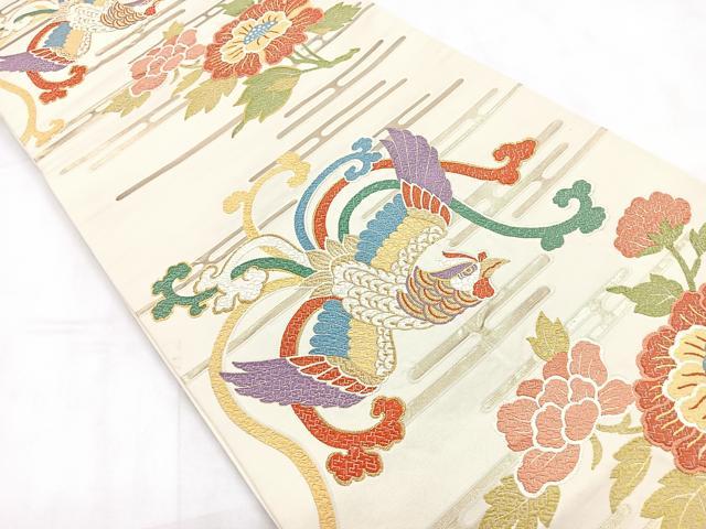 平和屋着物◎六通柄袋帯 唐織 鳳凰更紗花文 金糸 正絹 逸品 CABD4879nb
