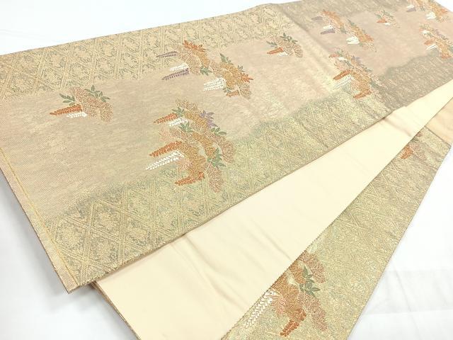 平和屋着物◎六通柄袋帯 唐織 献上松文様 金糸 引箔 正絹 逸品 CABD4884nb