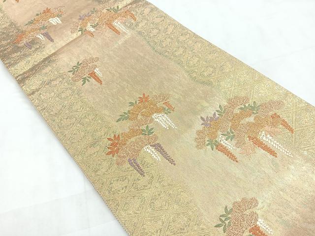 平和屋着物◎六通柄袋帯 唐織 献上松文様 金糸 引箔 正絹 逸品 CABD4884nb