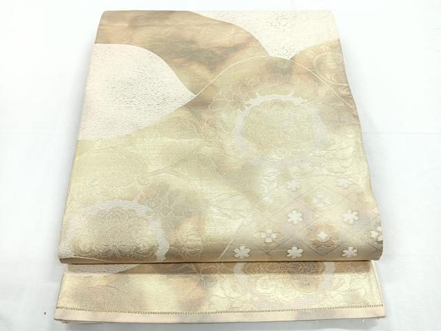 平和屋着物◎六通柄袋帯 吉祥花文 引箔 正絹 逸品 CABD5000nb