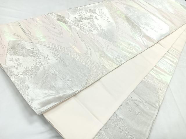 平和屋着物◎六通柄袋帯 三十六歌仙 光悦錦 銀糸 正絹 逸品 CABD5013nb