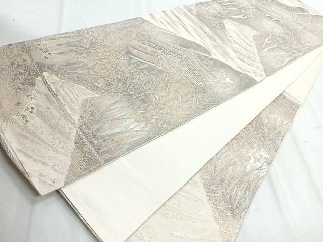 平和屋着物◎六通柄袋帯 風景文 金銀糸 正絹 逸品 CABD5165nb