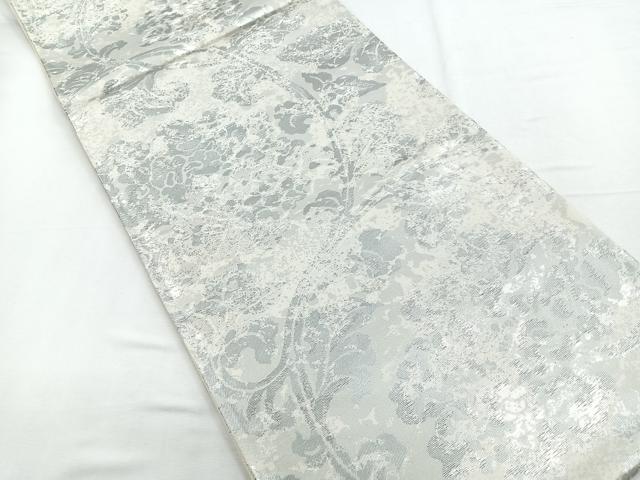 平和屋着物◎六通柄袋帯 蔦の葉文 銀糸 正絹 逸品 CABD5185nb