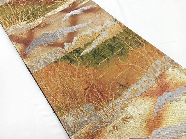 平和屋着物◎六通柄袋帯 風景文 金銀糸 正絹 逸品 CABD5186nb