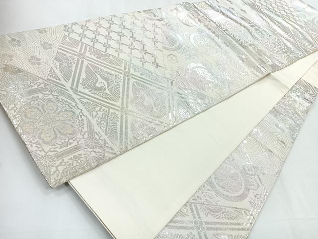 平和屋着物◎六通柄袋帯 吉祥花文 金銀糸 正絹 逸品 CABD5193nb
