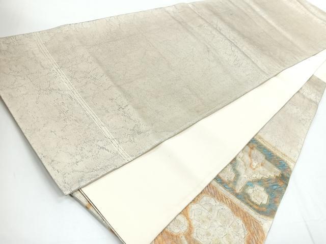 平和屋着物◎太鼓柄袋帯 色紙花文 金銀彩 正絹 逸品 CABD5198nb