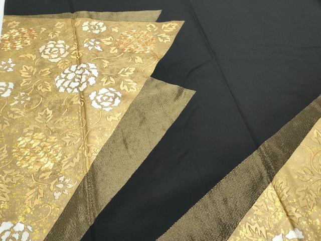 平和屋着物▼豪華黒留袖 駒刺繍 色紙重ね花文 金彩 正絹 逸品 CABD5221th