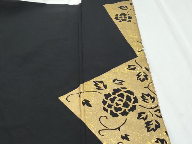 平和屋着物▼豪華黒留袖 駒刺繍 色紙重ね花文 金彩 正絹 逸品 CABD5221th