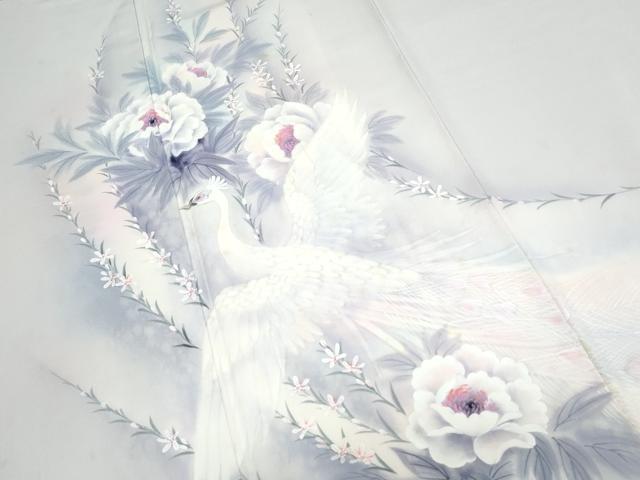 平和屋着物▼訪問着 手描き 花鳥文 暈し染め 正絹 逸品 CABD5274th