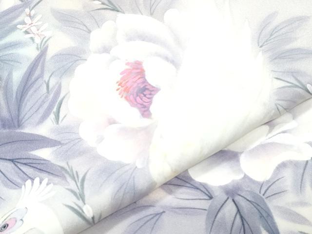 平和屋着物▼訪問着 手描き 花鳥文 暈し染め 正絹 逸品 CABD5274th