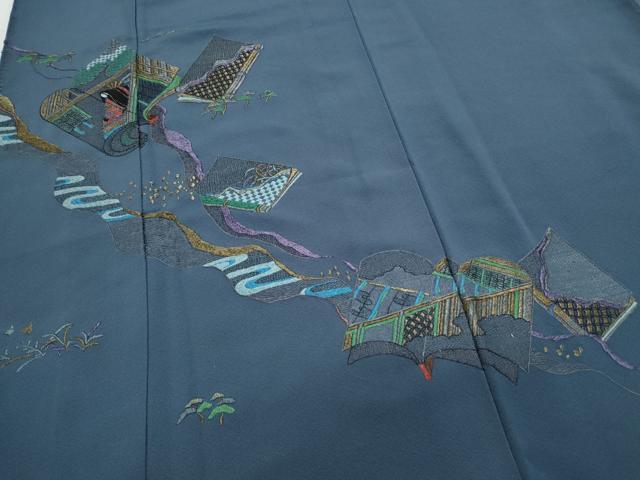 平和屋着物▼訪問着 総刺繍 冊子文 金銀糸 正絹 逸品 CABD5290th