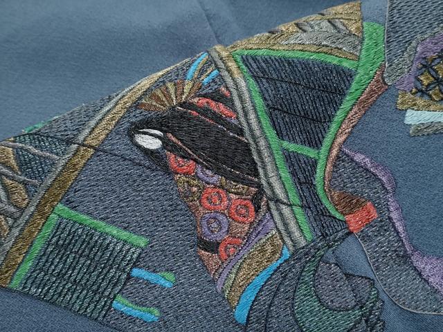 平和屋着物▼訪問着 総刺繍 冊子文 金銀糸 正絹 逸品 CABD5290th