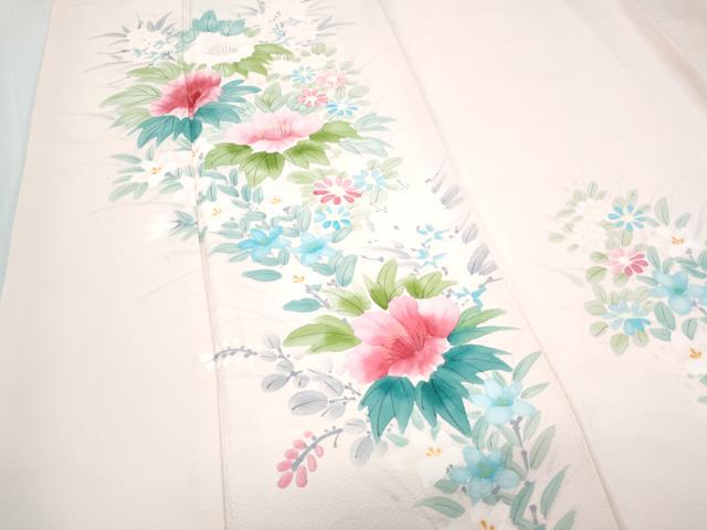 平和屋着物▼訪問着 手描き 草花文 正絹 逸品 CABD5358th