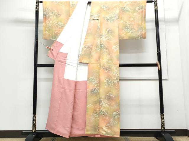 平和屋着物▼上質な小紋 手描き 樹林文 暈し染め 正絹 逸品 CABD5370th