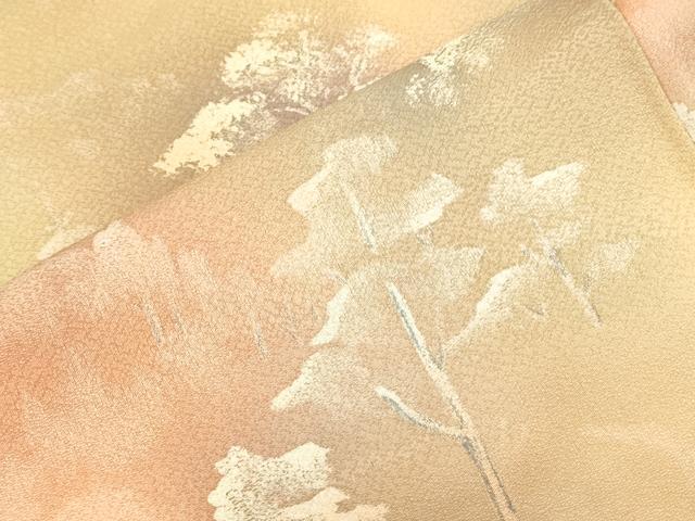 平和屋着物▼上質な小紋 手描き 樹林文 暈し染め 正絹 逸品 CABD5370th