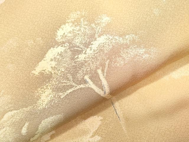 平和屋着物▼上質な小紋 手描き 樹林文 暈し染め 正絹 逸品 CABD5370th