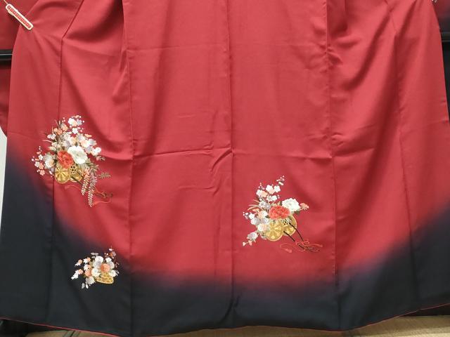 平和屋着物▼豪華振袖 総刺繍 花車文 暈し染め 金糸 正絹 逸品 CABD5391th
