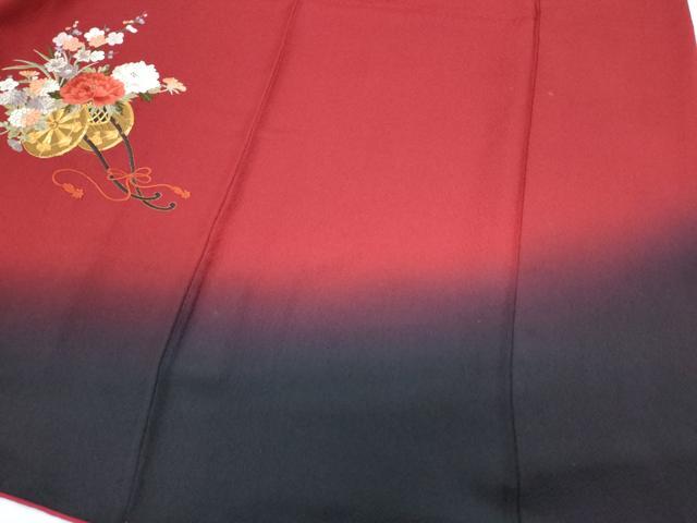 平和屋着物▼豪華振袖 総刺繍 花車文 暈し染め 金糸 正絹 逸品 CABD5391th