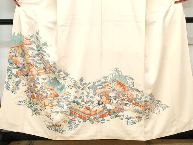 平和屋着物■豪華色留袖 駒刺繍 風景花文 金彩 正絹 逸品 CABD5396th