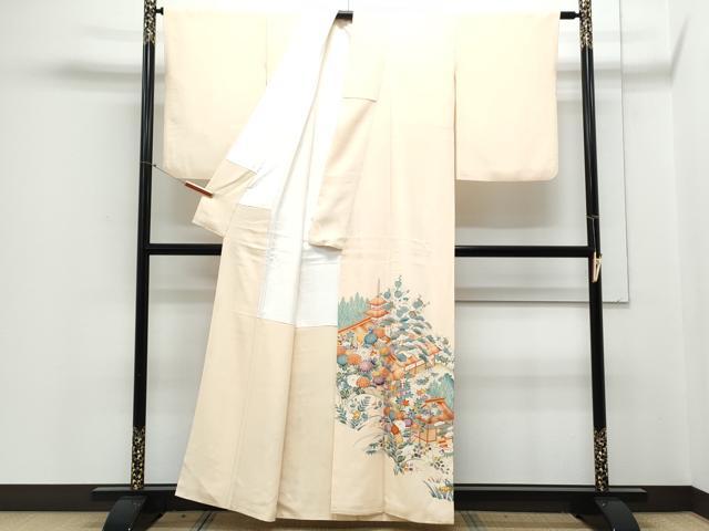 平和屋着物■豪華色留袖 駒刺繍 風景花文 金彩 正絹 逸品 CABD5396th