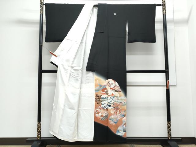 平和屋着物■豪華黒留袖 作家物 駒刺繍 飛鶴風景文 暈し染め 金彩 正絹 逸品 CABD5407th