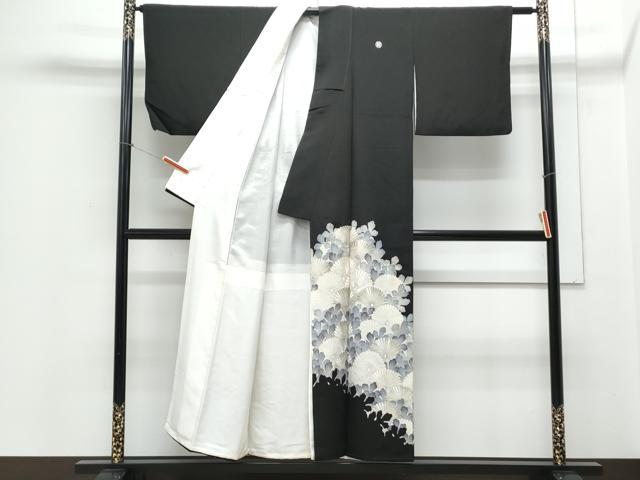 平和屋着物■豪華黒留袖 刺繍 菊青海波 銀彩 正絹 逸品 CABD5420th