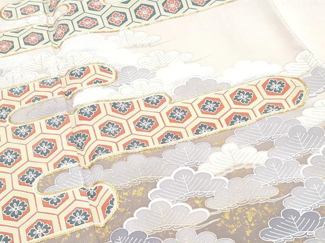 平和屋着物■豪華色留袖 駒刺繍 エ霞松文 暈し染め 金彩 正絹 逸品 CABD5421th