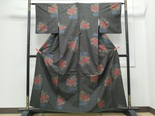 平和屋着物■本場大島紬 7マルキ 色紙重ね花文 正絹 逸品 CABD5434th