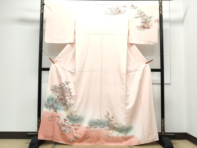 平和屋着物■訪問着 几帳花文 暈し染め 金彩 正絹 逸品 CABD5450th