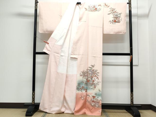 平和屋着物■訪問着 几帳花文 暈し染め 金彩 正絹 逸品 CABD5450th