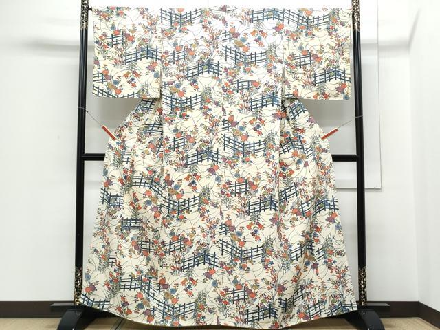 平和屋着物■上質な小紋 籬花文 正絹 逸品 CABD5463th