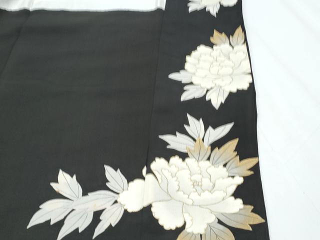 平和屋着物▼豪華黒留袖 駒刺繍 桧扇花文 金銀糸 正絹 逸品 CABD5491th