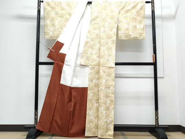 平和屋着物■上質な紬 葉尽くし 正絹 逸品 CABD5573th