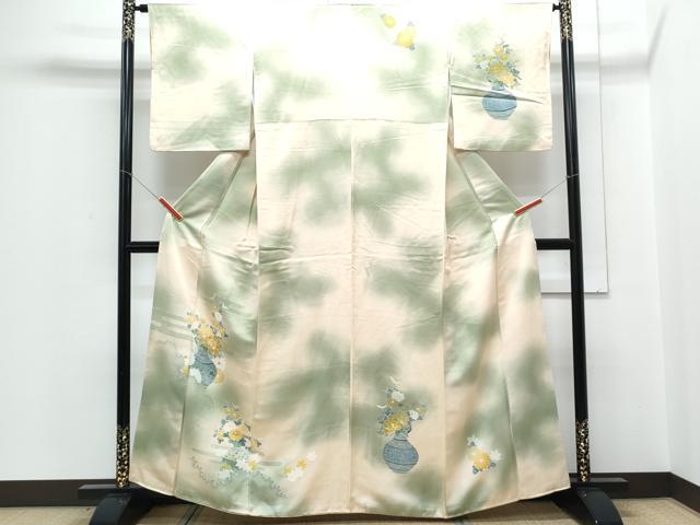 平和屋着物■訪問着 刺繍 陶器花文 暈し染め 正絹 逸品 CABD5579th
