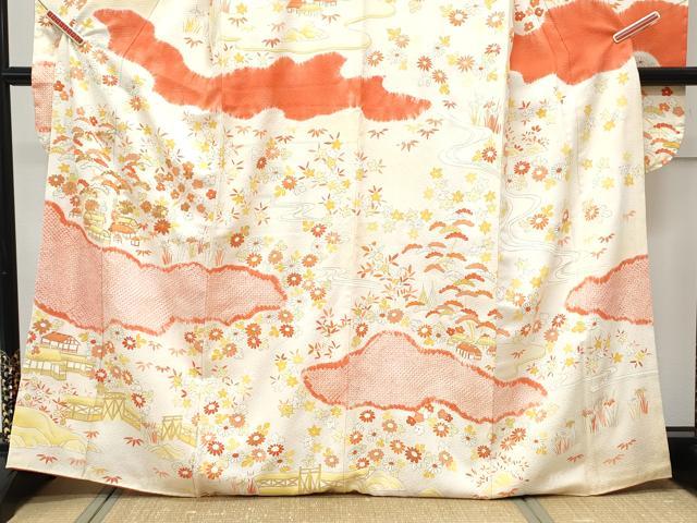 平和屋着物■豪華振袖 駒刺繍 絞り 風景花文 金彩 正絹 逸品 CABD5583th