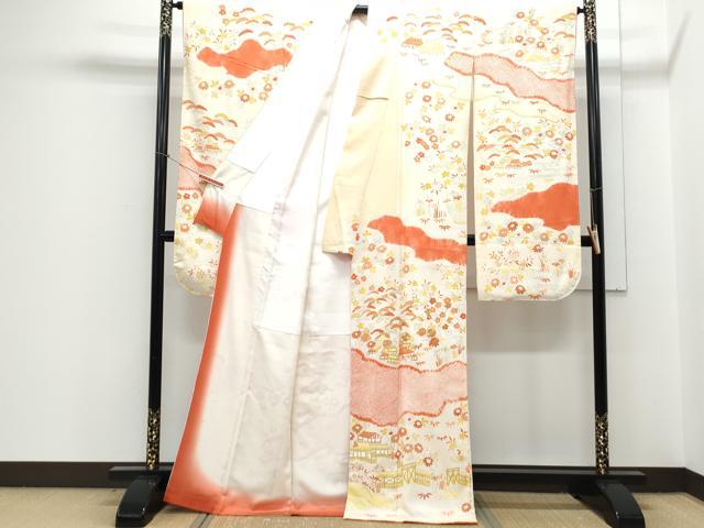 平和屋着物■豪華振袖 駒刺繍 絞り 風景花文 金彩 正絹 逸品 CABD5583th