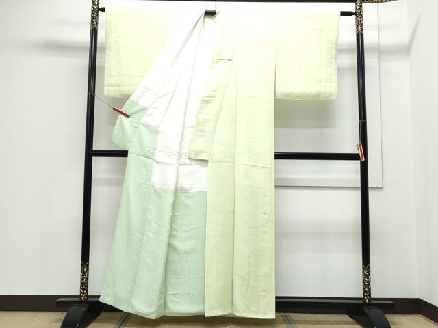平和屋着物■上質な色無地 吉祥地紋 若菜色 正絹 逸品 CABD5595th
