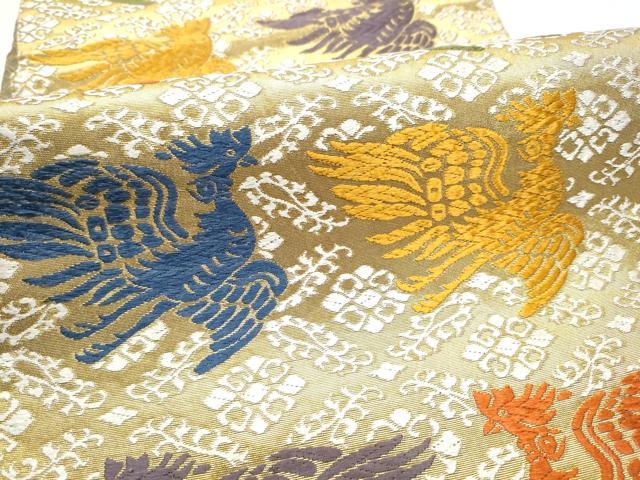 平和屋着物●紋屋井関 御寮織 六通柄袋帯 唐織 鳳凰文 金糸 正絹 逸品 CABD5611hy