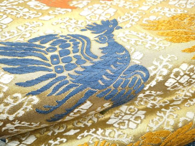 平和屋着物●紋屋井関 御寮織 六通柄袋帯 唐織 鳳凰文 金糸 正絹 逸品 CABD5611hy