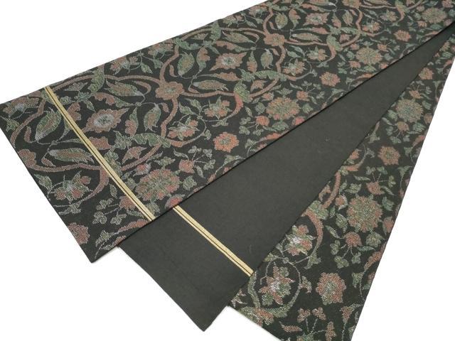 平和屋着物●全通柄 本袋帯 更紗花文 金銀糸 正絹 逸品 CABD5618hy