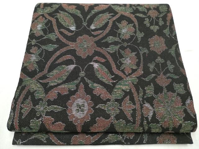 平和屋着物●全通柄 本袋帯 更紗花文 金銀糸 正絹 逸品 CABD5618hy