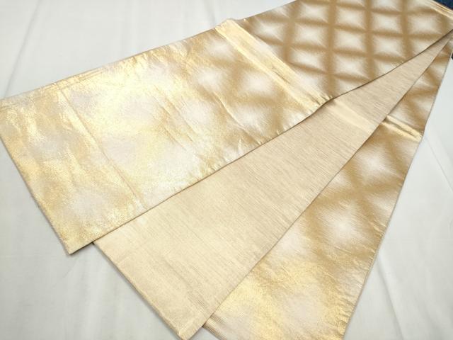 平和屋着物●西陣 織楽浅野 全通柄袋帯 菱霞文 金糸 正絹 逸品 CABD5630hy