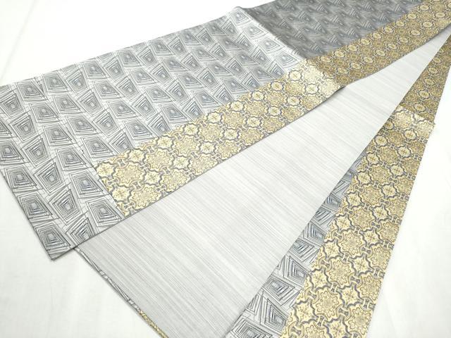 平和屋着物●両面 全通柄袋帯 幾何学文様 正絹 逸品 CABD5639hy