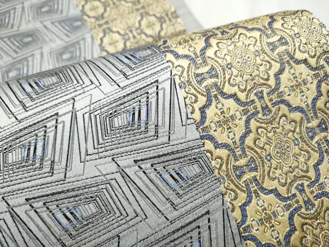 平和屋着物●両面 全通柄袋帯 幾何学文様 正絹 逸品 CABD5639hy