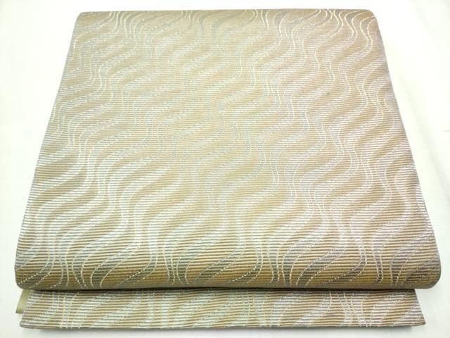 平和屋着物●六通柄袋帯 本泥染 よろけ縞 金糸 正絹 逸品 CABD5646hy