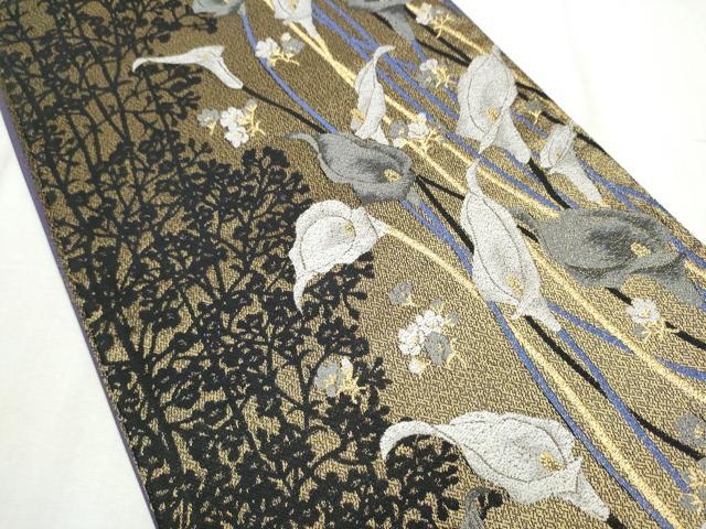 平和屋着物●巨匠 前田華清 手描き 六通柄袋帯 カラー 金糸 正絹 逸品 CABD5651hy