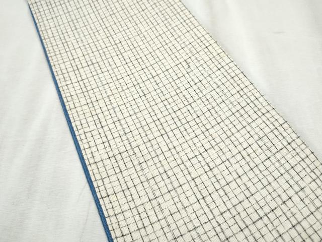 平和屋着物●両面 半幅帯 しじら織 格子柄 綿 逸品 CABD5709hy