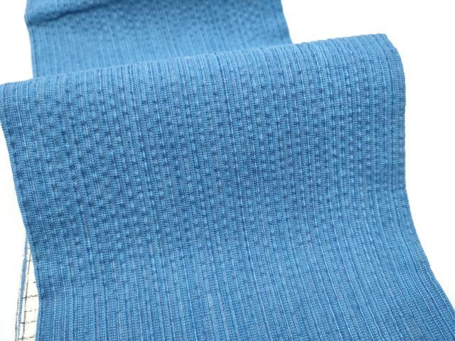 平和屋着物●両面 半幅帯 しじら織 格子柄 綿 逸品 CABD5709hy